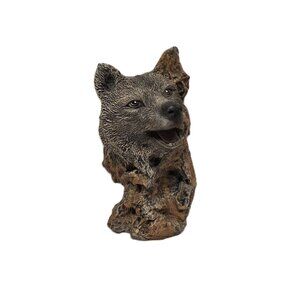 Vtg Wolf Resin Statue Avery Creations 1994 Bookend Resin Figurine Bear Wild 6"